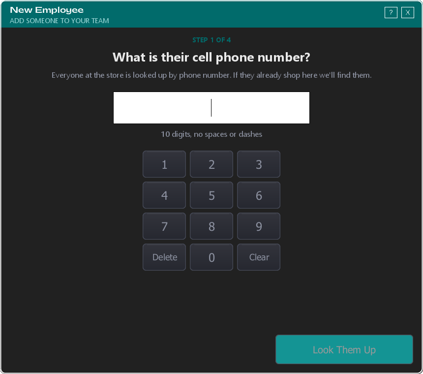 Step 1 — enter their cell phone number