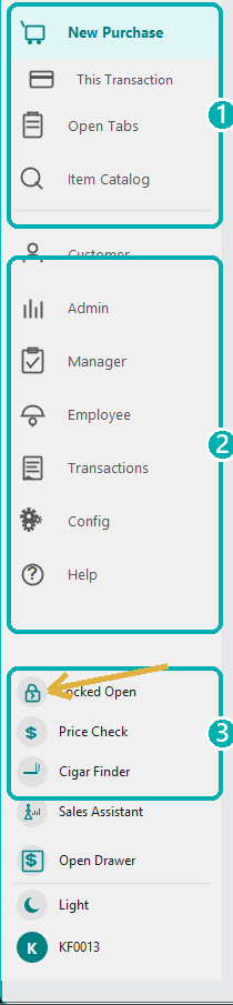 The sidebar expanded, showing every item's label