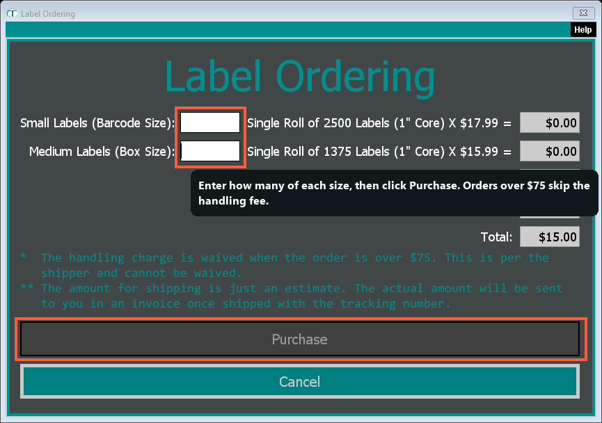 The Label Ordering window
